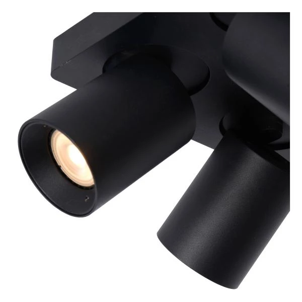 Lucide NIGEL - Spot plafond - LED Dim to warm - GU10 - 4x5W 2200K/3000K - Noir - détail 2